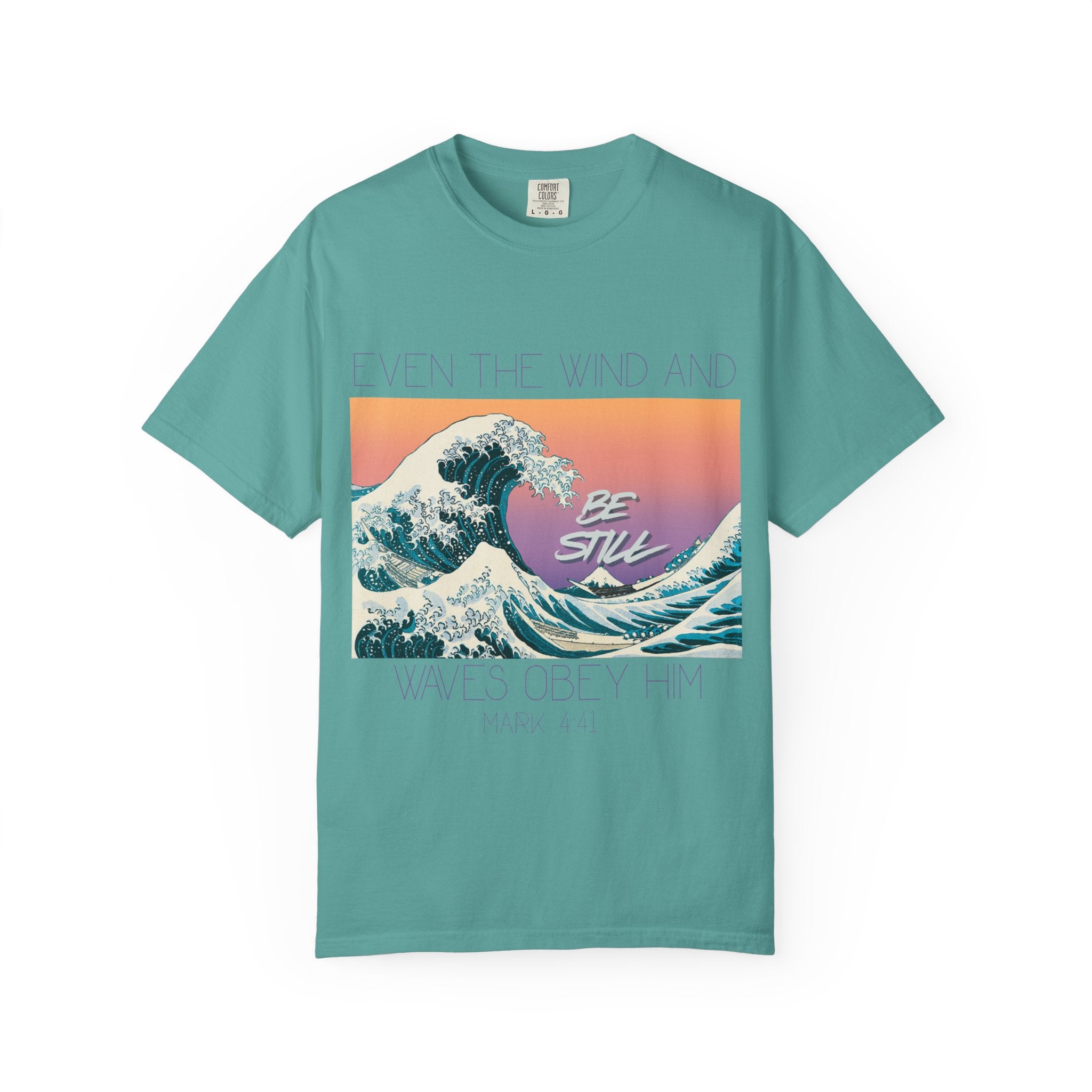 Wave Graphic T-Shirt — Retro 'Be Still' Sunset Ocean Tee