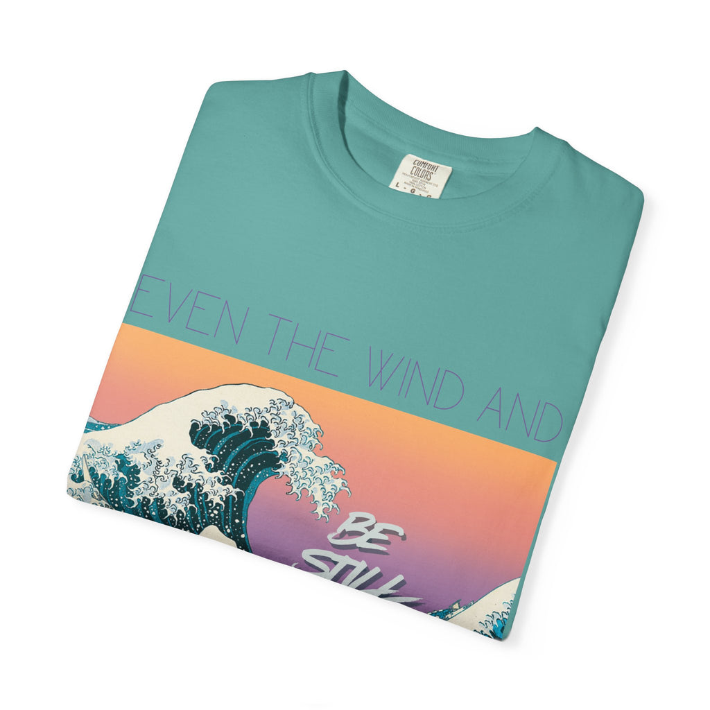 Wave Graphic T-Shirt — Retro 'Be Still' Sunset Ocean Tee