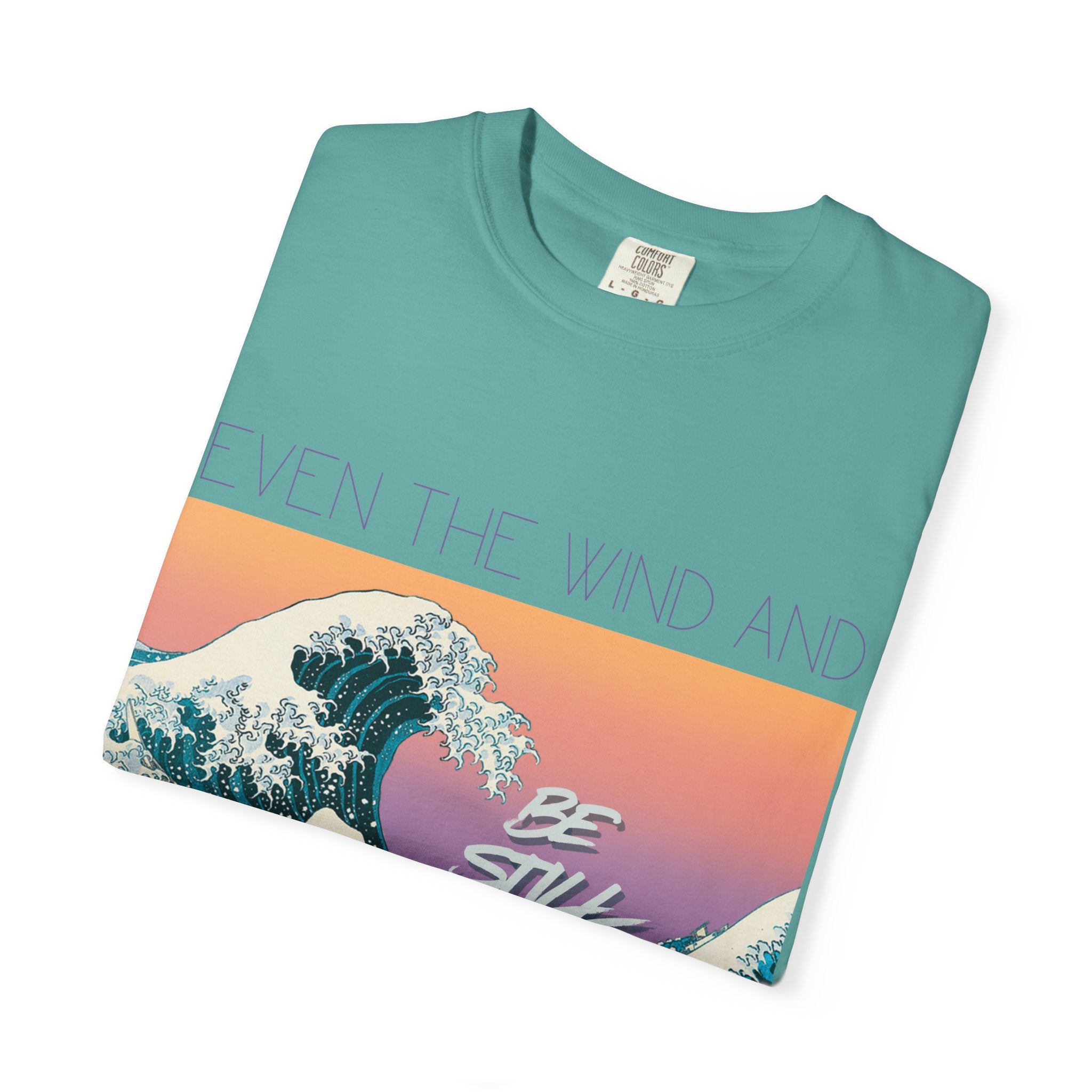 Wave Graphic T-Shirt — Retro 'Be Still' Sunset Ocean Tee